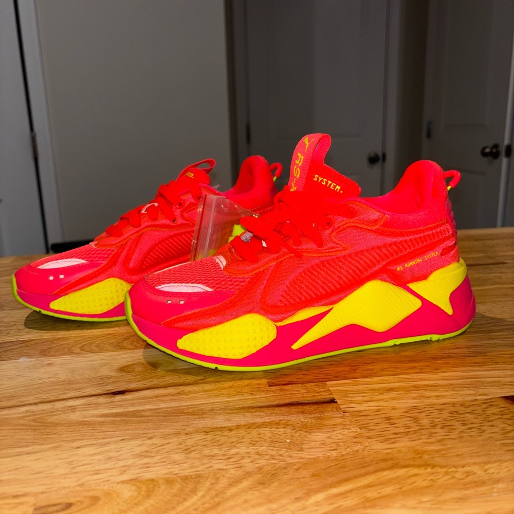 Puma Women's Neon Pink and Yellow Sneakers